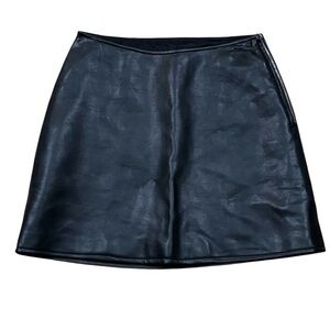 Max Studio Collection Vegan Faux Leather Black Mini Skirt Side Zipper Size Small